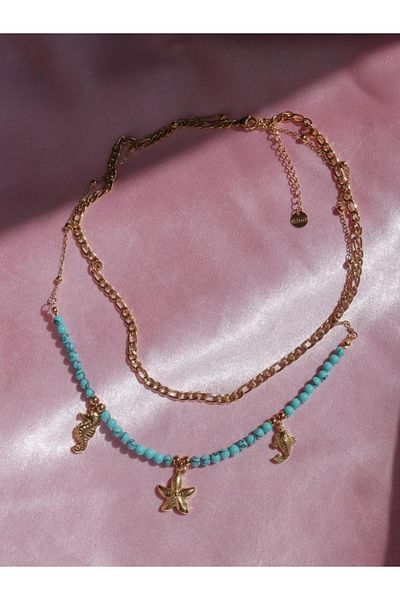 Reorah Collection Ocean Charm Double Chain Steel Necklace