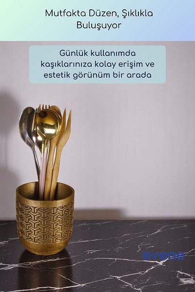 Evene Suport pentru tacâmuri de blat Suport decorativ pentru tacâmuri vertical Cilindru Suport pentru tacâmuri Culoare auriu anticat Model 77