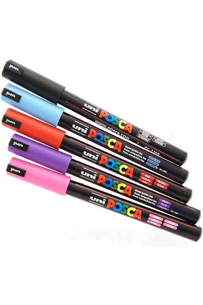 Uni Posca Pc-1Mr Marker Acrylic Painting Pen Set of 5 Mixed Colors Set 3