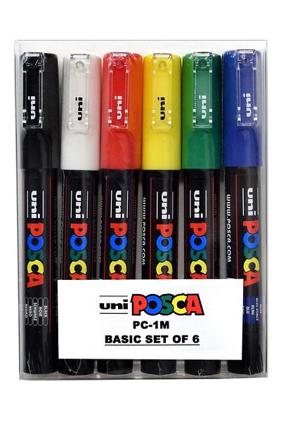 Uni Posca Pc-1M 0.7mm Marker Acrylic Painting Pen Set of 6