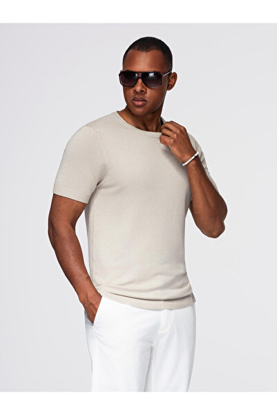 OMBRE Klassisches Herrenstrickhemd mit Rippenbündchen - Grau OM-TSCT-0252