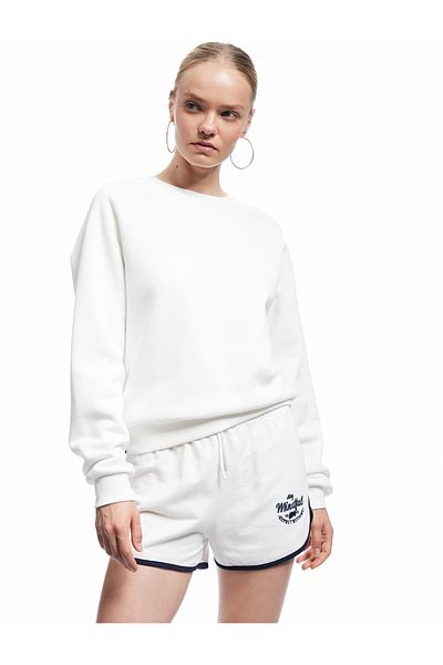 Koton Raised Long Sleeve Crew Neck Basic Oversize Sweatshirt