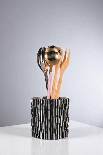 Evene Suport pentru tacâmuri de blat Suport decorativ pentru tacâmuri vertical Cilindru Suport pentru tacâmuri argintiu Culoare antică Model 78