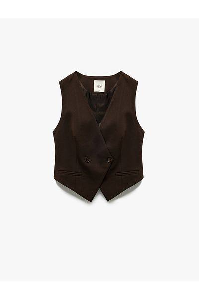 Koton Buttoned Sleeveless V Neck Blazer Vest