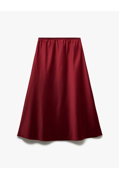 Koton Standard Waist Regular Fit Satin Midi Skirt