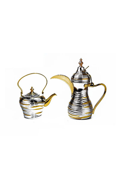 BASURRAH coffee pot and kettle set in two colors, gold and silver