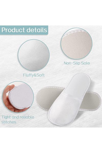Yuwell Yu Well Disposable Spa Slippers Fluffy Closed Toe Spa Slippers for Hotel, Home, Guest Use, Fits up t