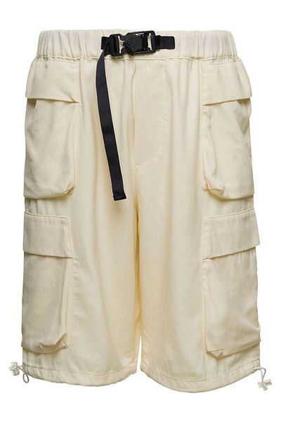bonsai Beige Cargo Shorts With Buckle Fastening In Stretch Wool Man