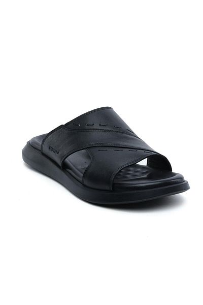 Greyder 64689 Black Men's Genuine Leather Men's Slippers