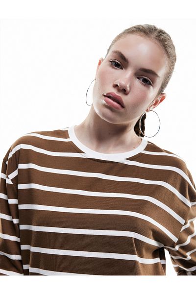 Koton Long Sleeve Crew Neck Striped T-Shirt