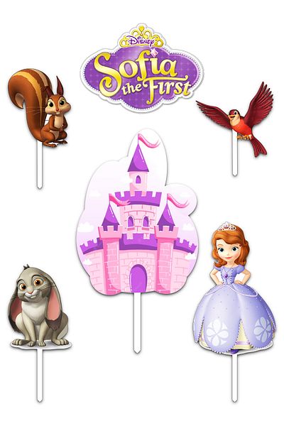 Bloom Atelier Princess Sofia Cake Figurines, Set of 6 Cake Accessories, Cake Decoration Accessories, Cake Decorations