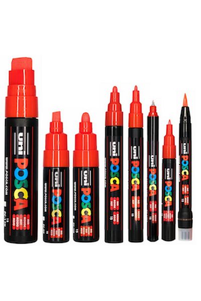 Uni Posca Marker Acrylic Painting Pen Red Colors Set