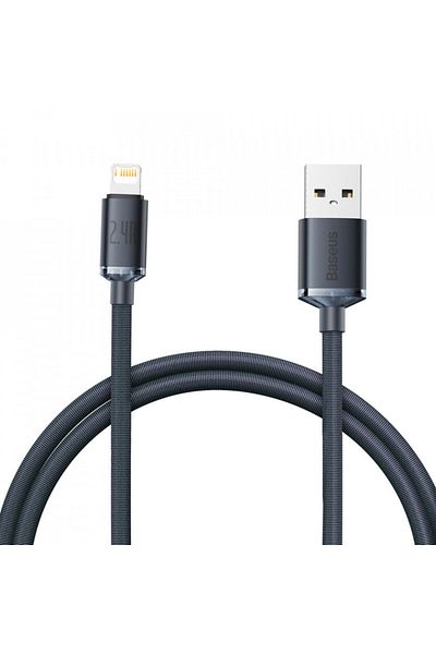 Baseus USB to Lightning Data Cable, 2.4A, 1.2m, Crystal Shine (CAJY000001) - Black