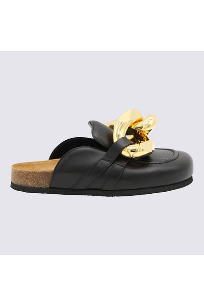 J.W.Anderson JW Anderson JW Anderson Black Leather Chain Loafer Mules