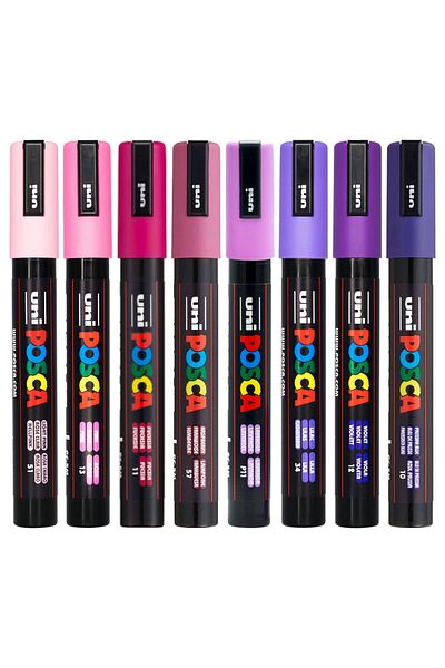 Uni Posca Pc-5M 1.8-2.5mm Marker Acrylic Painting Pen Set of 8 Dawn Colors
