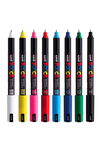 Uni Posca Pc-1Mr Marker Acrylic Painting Pen Set of 8 Basic Colors