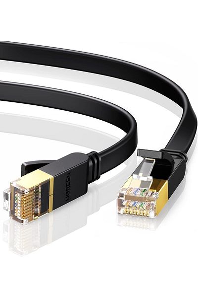 Ugreen Ethernet Cable Cat 7 1M Gigabit Network Cord High-Speed Flat 10Gbps Shielded Internet Wire RJ