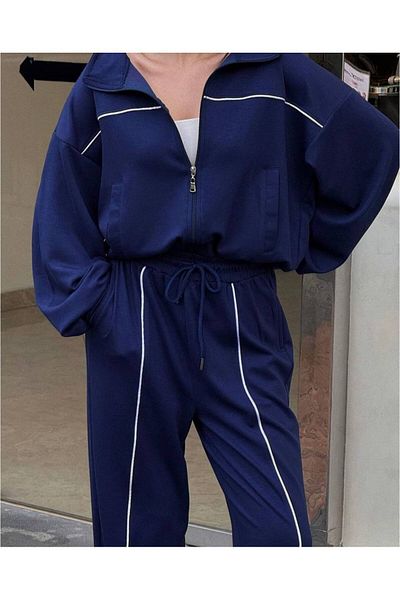 Bliss Modern Design Bow Detailed Women's Bottom Top Tracksuit Set