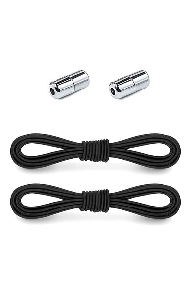 hapshoe Adjustable 1 Pair Black Screw Capsule Tip Round Rubber Practical Laces