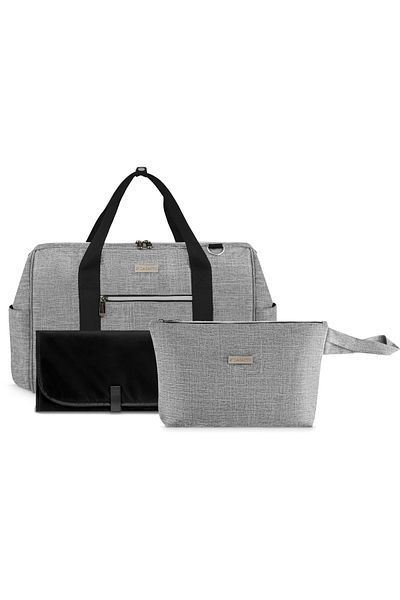 zagatto 3-in-1 maternity bag, grey, diaper bag with changing mat and cosmetic pouch, 50x35x22 cm, ZG682S