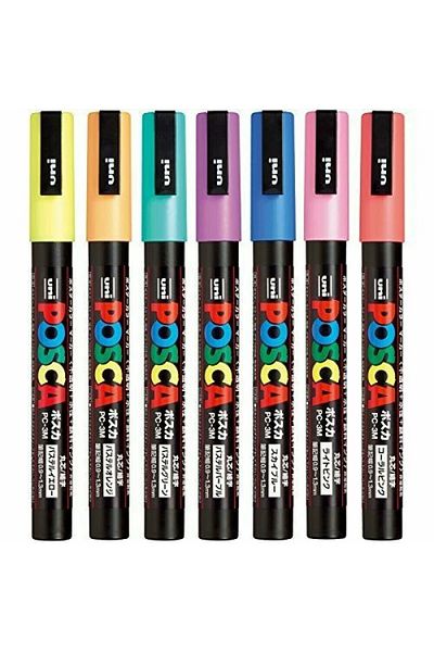 Uni Posca Pc-3M 0.9-1.3mm Marker Acrylic Painting Pen Set of 7 Pastel Tones