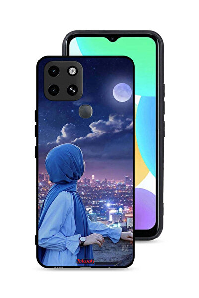 Tolwak غطاء حماية لهاتف إنفينيكس سمارت 6 بطبعة فتاة محجبة تنظر إلى القمر
