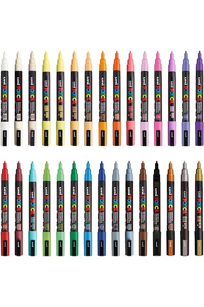 Uni Posca Pc-3M 0.9-1.3mm Marker Acrylic Painting Pen Set of 30 All Colors
