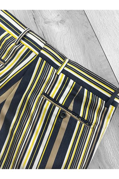 dehaine Men's casual pants, striped, slim fit, Cream, B9162