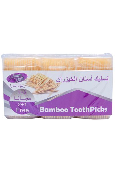 Homemate Home Mate Bamboo Toothpicks 3 Pkt – 3×200 Pcs | 100% Natural 6.5cm Eco-friendly
