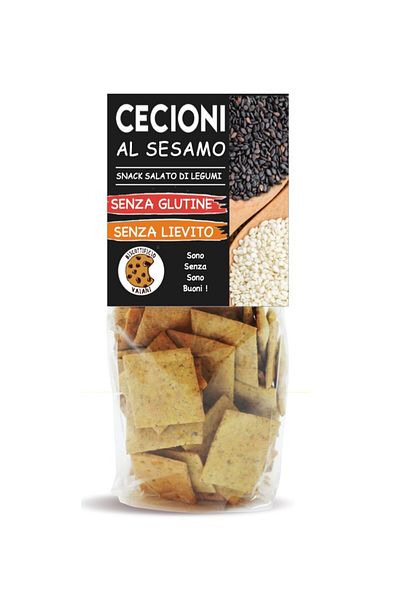 Deco Italia Salty snack (cecioni) made from legumes with sesame seeds, gluten-free, yeast-free