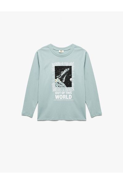 Koton Tricou din bumbac cu mânecă lungă cu imprimeu