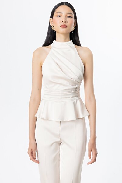 Ekol Halter Yaka Saten Bluz