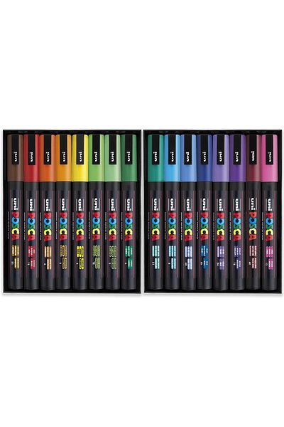 Uni Posca Pc-3M 0.9-1.3mm Marker Acrylic Painting Pen Set of 16 Mixed Colors Vol2
