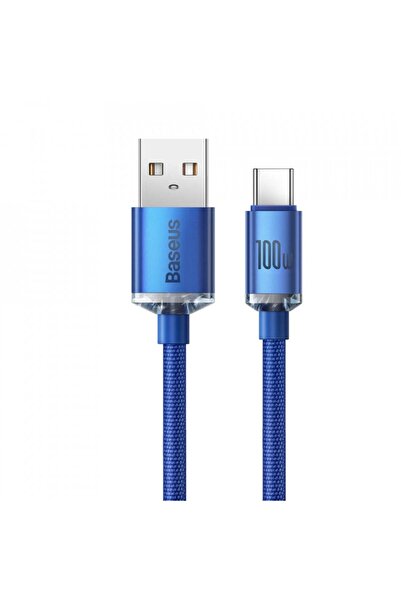 Baseus USB to Type-C data cable, 100W, 1.2m, Crystal Shine (CAJY000403) - Blue