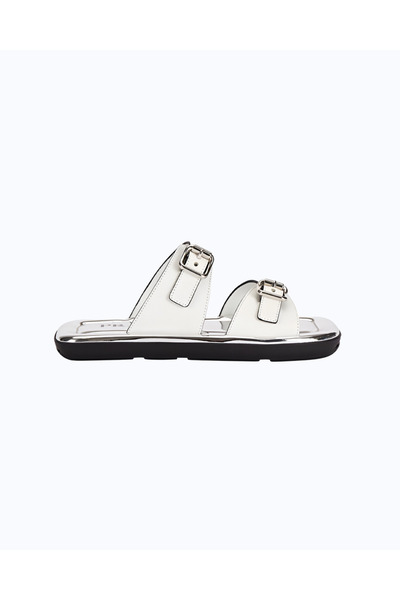 Prada Sport Double Strap Leather Slippers