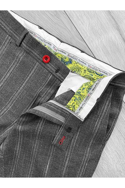 dehaine Men's casual pants, striped, slim fit, gray, B1551