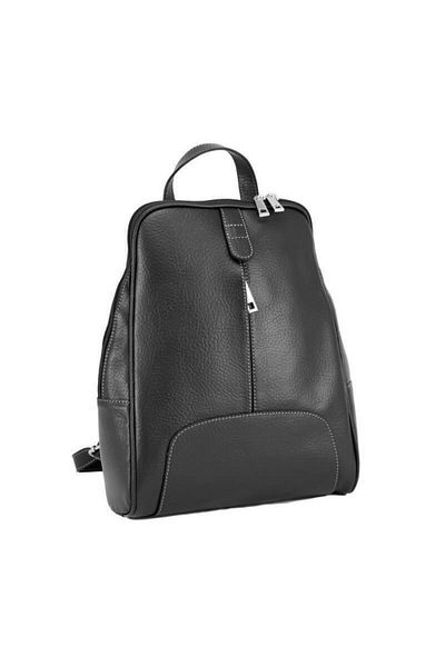 Magazinul de genti Women's backpack made of fine natural leather, model 250, Matte black