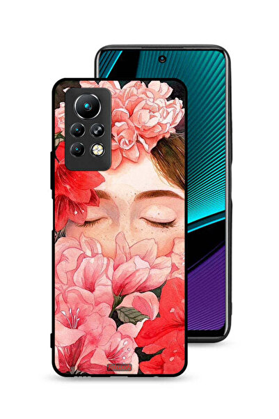 Tolwak غطاء حماية لهاتف Infinix Note 11 Pro بتصميم وجه فتاة مختبئة بين الزهور