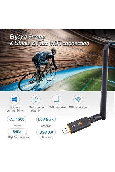 OEM Adaptor WiFi, Wireless, USB 3.0, 1200Mbps, 2.4/5 Ghz, Bandă dublă, Negru