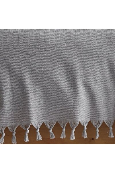 Viaden Pled cu ciucuri din bumbac reciclat 200x220cm, Berlino Gri deschis