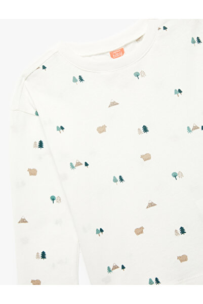 Koton Cotton Long Sleeve Crew Neck Printed T-Shirt