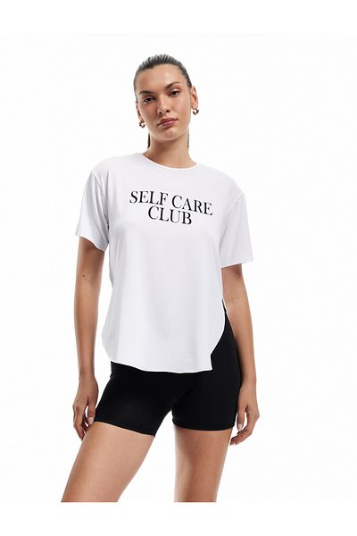 Koton Printed Crew Neck Oversize Short Sleeve Sports T-Shirt