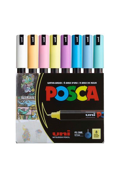 Uni Posca Pc-1Mr Marker Acrylic Painting Pen Set of 8 Pastel Colors