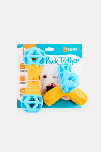Posh Paws 2 Pieces Geometric Teether Dog Toy Set, Multicolor