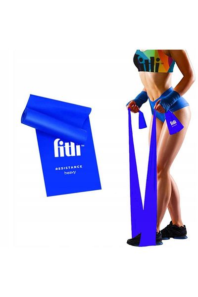 Fitli Banda elastica pentru exercitii , cu rezistenta 9-12kg, 200x15 cm, Albastru