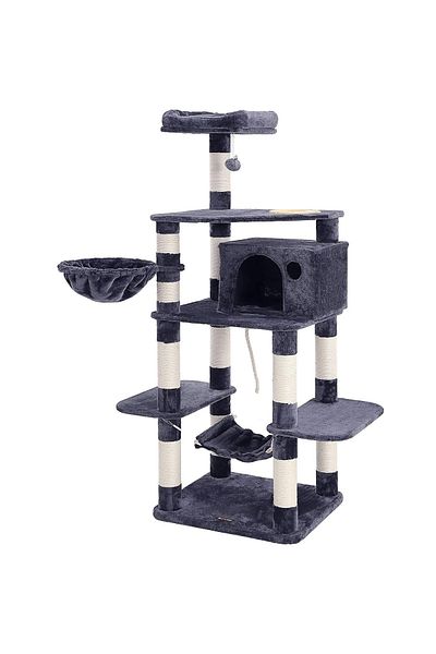 feandrea Cat play set, tree type, with bed and hiding place, 90x50x164cm, gray
