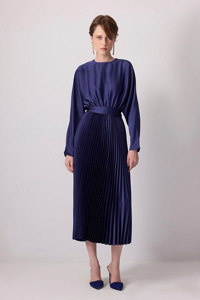 Touché Privé Pleated Satin Dress