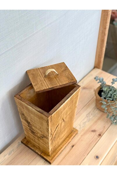 Maison Avf Dark Oak Lid Wooden Trash Can