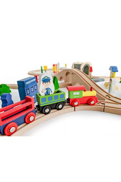ideal STORE idealSTORE Multifunctional Wooden Track, Includes 68 Elements, Vehicles, Road Signs