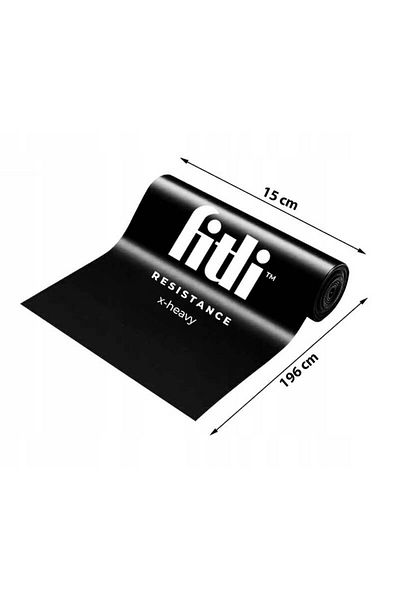 Fitli Banda elastica pentru exercitii, cu rezistenta 13-18kg, 200x15 cm, Negru